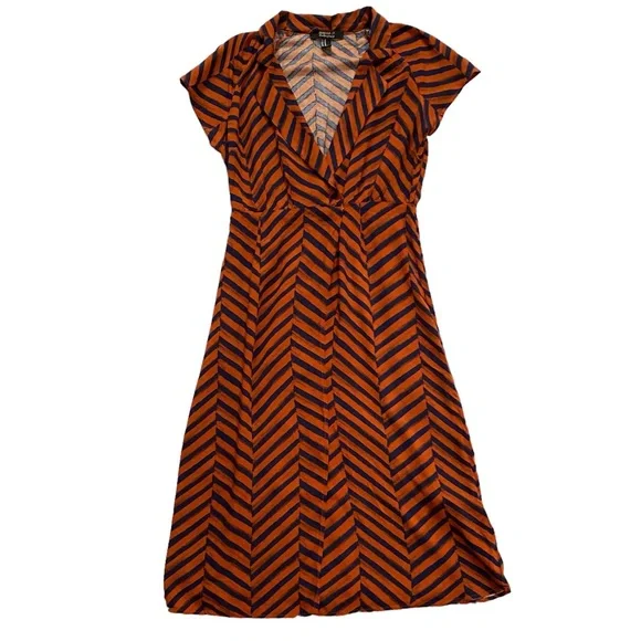 navy and orange chevron dress Orange Navy Blue And White Chevron Zigzag Pattern Chevron A-Line Dress by SqueakyRicardo